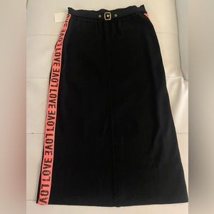 St. John repurposed Love black stretch knit midi skirt M/L